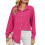 Women's long-sleeved collared blouse with textured-rose red M 1
