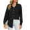 Women's long-sleeved collared blouse with textured-Black XL 1
