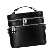 Fashionable Cosmetic Holder Containing Two Compartments-Black
