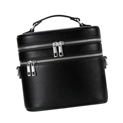 Pochette cosmétique de voyage multi-usage avec poignée de-Noir
