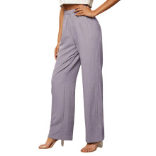 Linen Pants Women Wide Leg Drawstring Elastic Waist-Gray XXXL