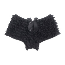 Women's Lace Mesh Ruffled Pumpkin Shorts Pants Bloomers-Black 2