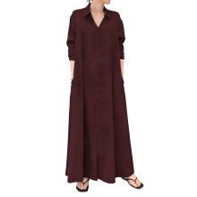 Lightweight Long Sleeve Muslims Clothing Elegant-Claret 4XL