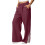 Womens Pants Elastic Wide LegPants with Pockets-deepred L 1