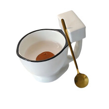 Funny Toilet Style Coffee Cup Present For Adults Includes Spoon