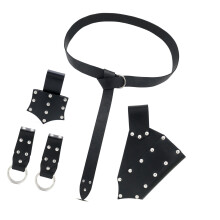 Middeleeuwse piraat lederen riem holsters Halloween-Zwart