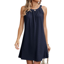 Women's swimsuit cover-up openwork crochet-Navy Blue XL