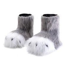 Lifelike Fantasy Animal Footwear For Halloween Costumes-Gray