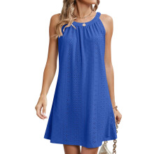 Women's swimsuit cover-up openwork crochet cover-up-Blue XXL