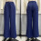 Elegant Wide Leg Office Pants Multiple Sizes High-Dark Blue S 6