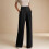 Elegant Wide Leg Office Pants Multiple Sizes High-Dark Blue S 7