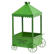 Practical 4 Wheel Plant Cart Weather Resistant Iron-Green