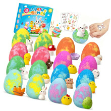 Bunte Badeblasenbomben mit Spielzeug im Inneren machen das-1
