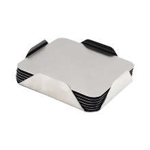 Minimalistisches Untersetzer-Set aus Metall mit Halter für die-4