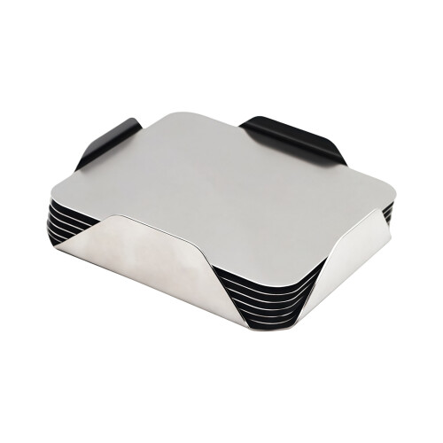 6Pcs Metal Cup Pad Beverage Drink Coasters with Storage-4