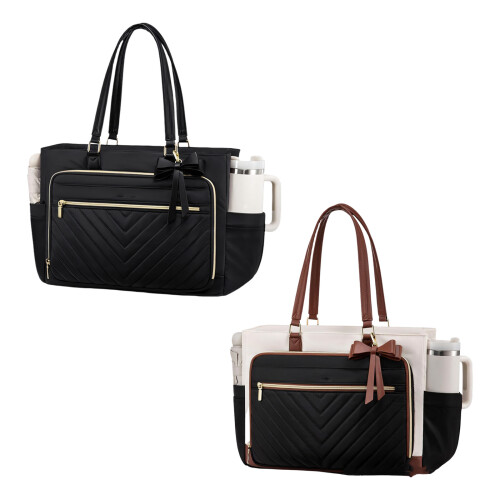 Practical Shoulder Bag With Reinforced Laptop Section-Black 1