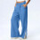 Womens Pants Elastic Wide LegPants with Pockets Ruffle-Black M 5