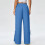 Womens Pants Elastic Wide LegPants with Pockets Ruffle-Black M 6