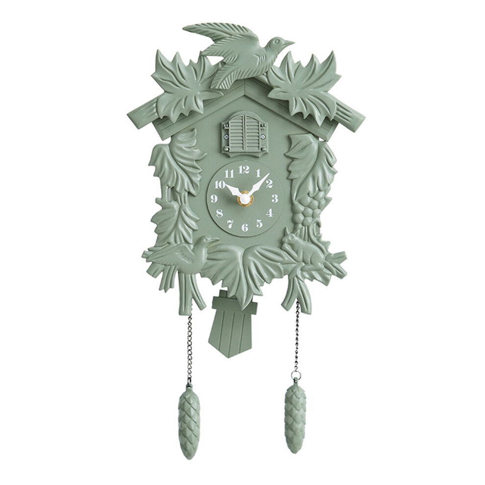 Quiet No Ticking Cuckoo Clock With Leaf Pendulums Singing-Green-image-OPC-PTRQF6F-NEW