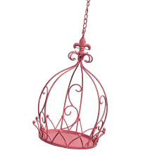 Metal Hanging Planter Basket Iron Hanging Basket for-Pink.