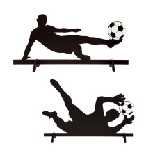 2PCS Elegant Wood Football Player Shadows Figurines Football