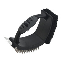Barbecue Cleaning Tool With 3 Functions-Black wire brush
