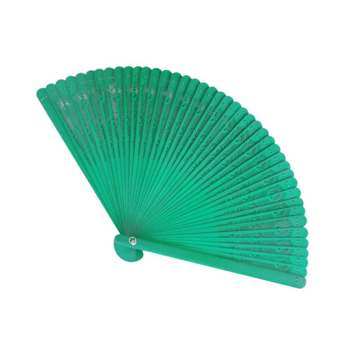 Decorative Hand Fan Folding Bamboos Hollow-malachite green