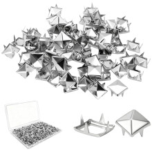 500Pcs 10mm Silver Pyramid Iron Studs 4 Prongs Metal Rivets For