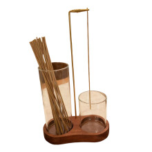 Räucherstäbchen-Brenner-Set, Glasbecher, Aschefänger-Design für