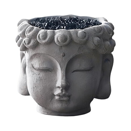 Elegant Buddhas Head Planter With Drainage Hole Cement