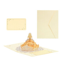 3D Princess Greeting Card Gold Foil Paper Sculpture Birthday