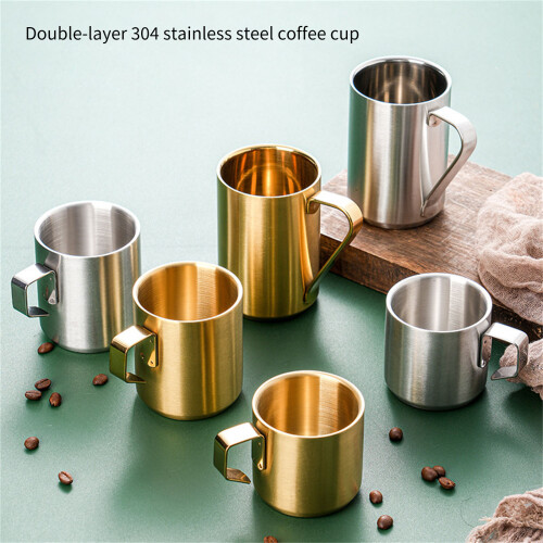 4pcs Rustproof Stainless Steel Coffee Mugs With-Silver 200ml 2
