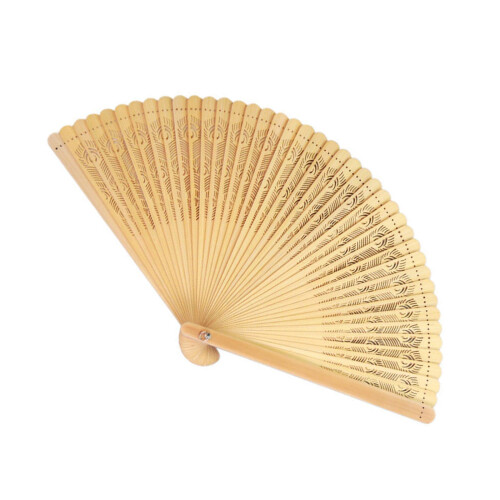 Decorative Hand Fan,Folding Fan Bamboos Hollow-Carbonized color