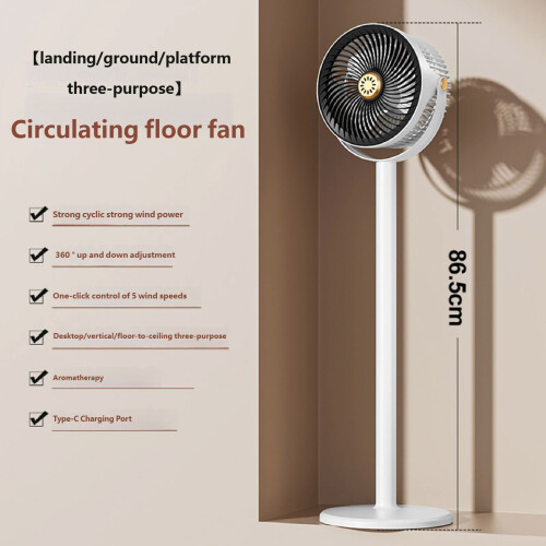 360degrees Rotation Desktop Floor Fan 5 Speed Adjustable-Black 2