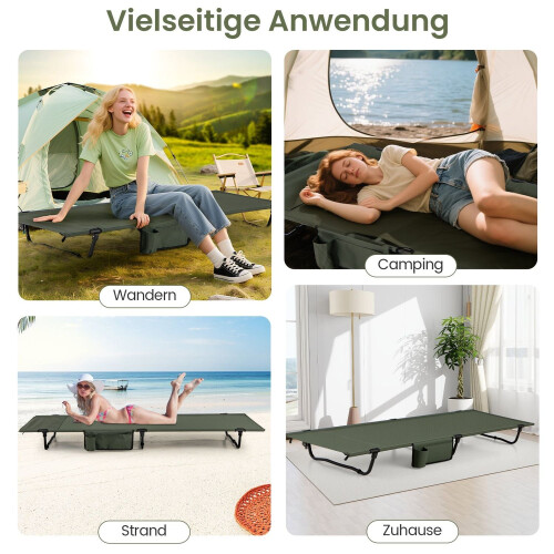 Ultralight Folding Camping Cot with Side Pocket, 150kg Capacity 2
