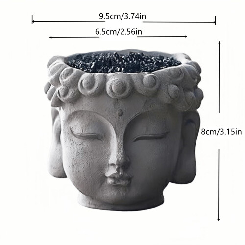 Elegant Buddhas Head Planter With Drainage Hole Cement 1