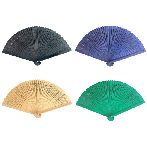 Decorative Hand Fan,Folding Fan Bamboos Hollow-Carbonized color 1