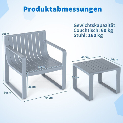 Säänkestävä 2-osainen ulkokalustesarja pöydällä 1