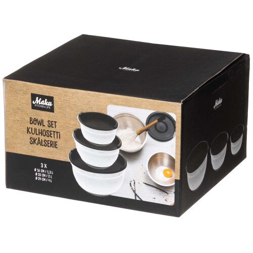 Steel Bowl Set with Lids, 3 Pieces 2