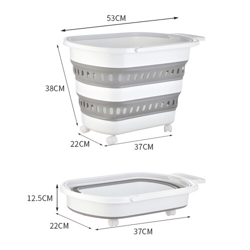Space Saving Foldable Laundry Cart With U Shape Handle And 2