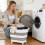 Space Saving Foldable Laundry Cart With U Shape Handle And 4