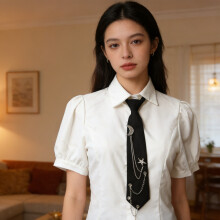 Mädchen JK Uniform Punk Krawatte Preepy Look-rotes Silber