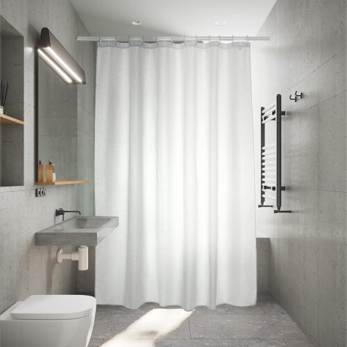 White Polyester Shower Curtain 200 x 200 cm