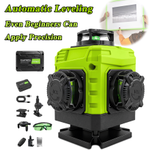 4D 16 Lines Self-Leveling Laser Level, Green Beam, Dual Control Modes