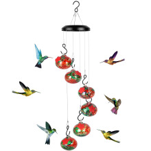 (Red) New Charming Wind Chimes Hummingbird Feeders Wind Chimes Bird Feeders
