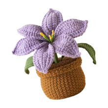 Gehaakte lelies potplanten decors handgemaakte breibloem-Paars