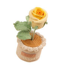 Gehäkelte Rose Topfpflanze Gestrickte Wolltopfblumenverzierung-2