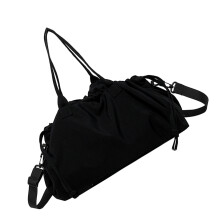 Soft Textured Shoulder Bag-Black (30cm