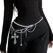 Edgy Gothic Waist Jewelry Adjustable Chain With Crosses Pendant