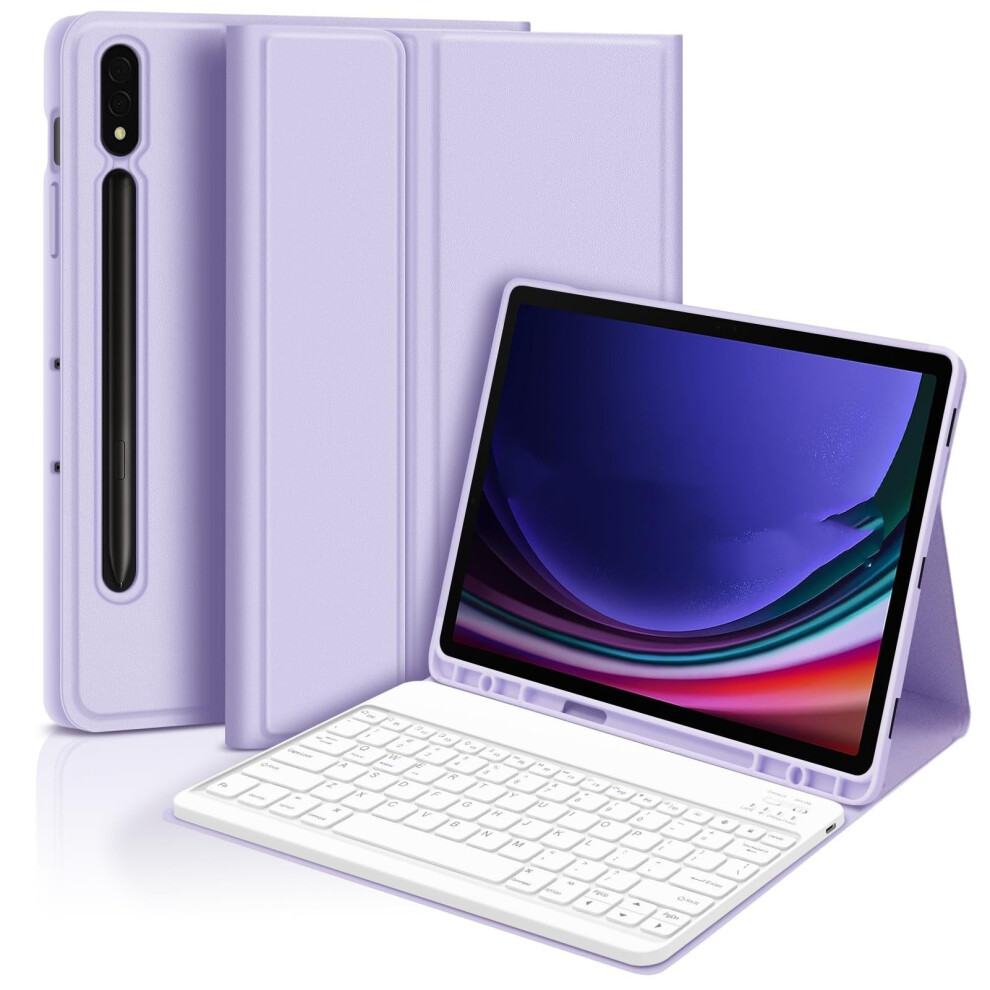 Bluetooth Keyboard Case With Keyboard Compatible With Samsung Galaxy Tab S9/S9 Fe/S10 (10.9 Inch) Purple 7314281354909